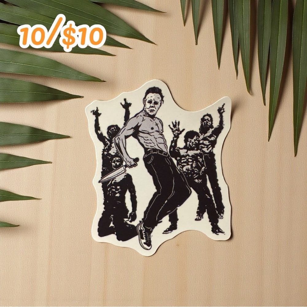 Dancing Michael Myers Thriller Parody Sticker – Approx. 2 1/4”, Glossy Finish